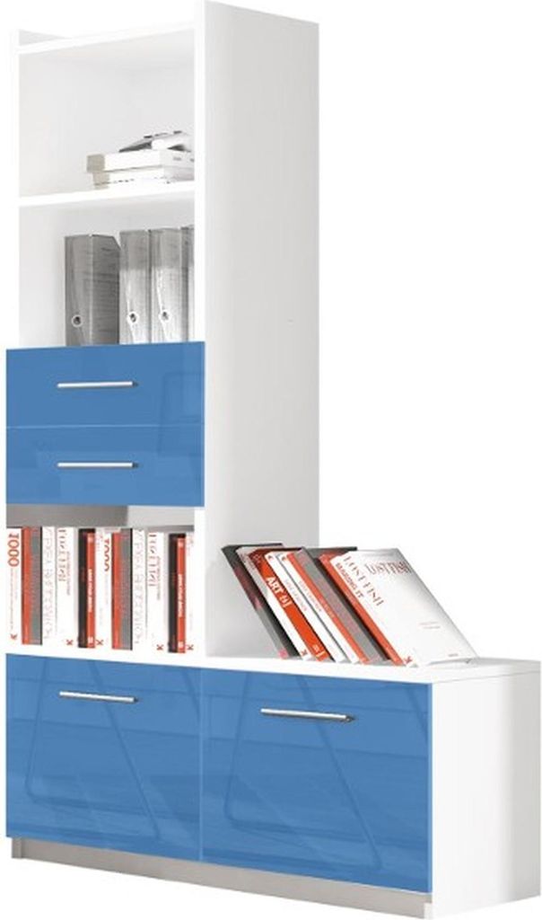 Schrank für Jugendzimmer Regal Bücherschrank Möbel Blau Regal Bücherregal 1tlg