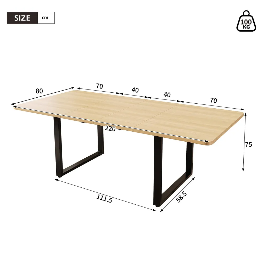 Table rectangulaire extensible grise 6-10 places au design industriel