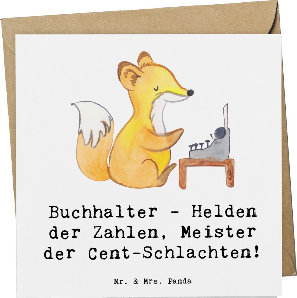 Mr. & Mrs. Panda faltkarte Buchhalter Helden - Weiß - Geschenk, Zahlenliebe, personalisierte Geschenke, Cent, Zahlen, anlasskarte, Berufsprodukte,...