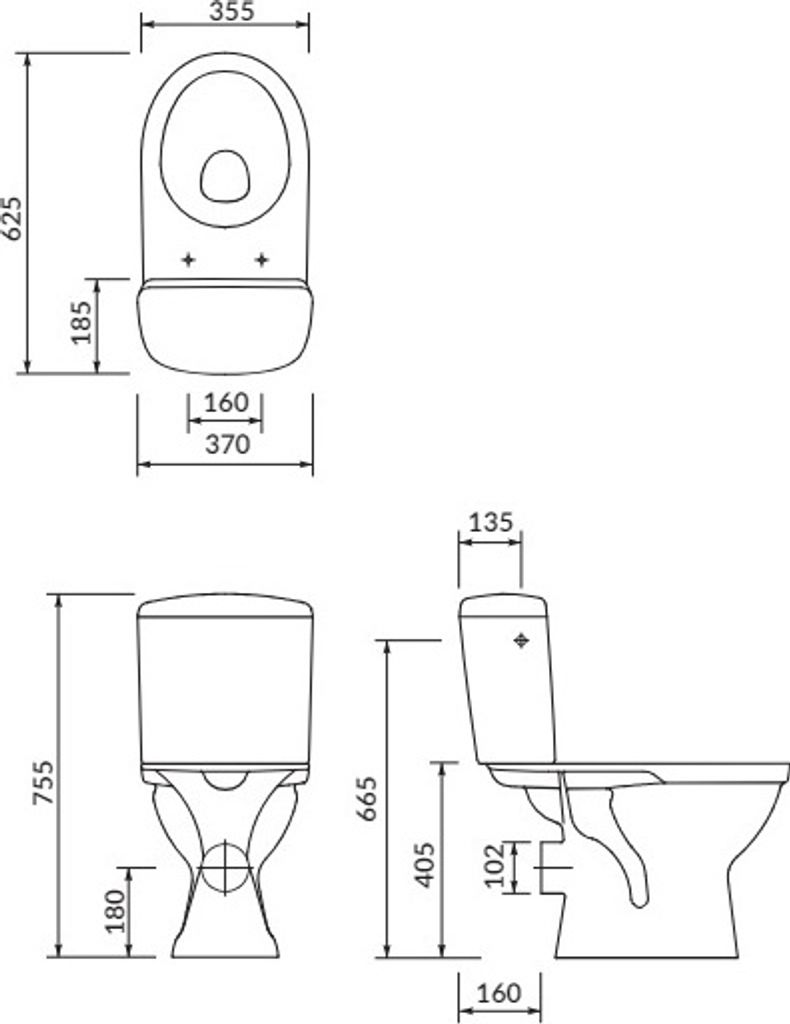 CERSANIT Stand- WC MERIDA 114 Toilette Keramik Komplett Set Produktbild 3