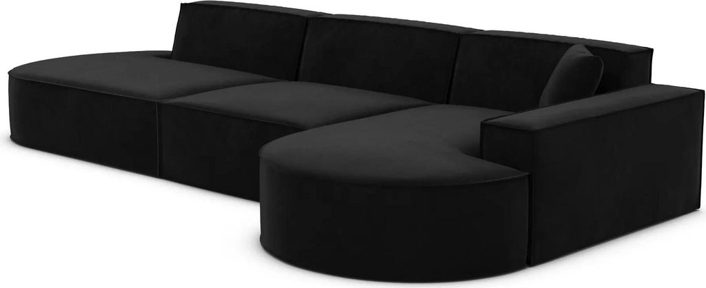 Samtstoff L-Form Lounge Sofa Brevia Schwarz Rechts