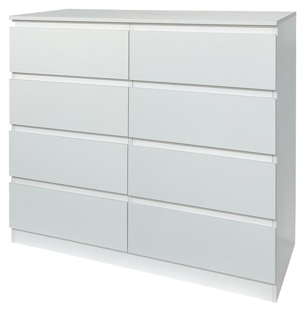 Kommode 8 grifflose Schubladen Thekla Weiß Produktbild 