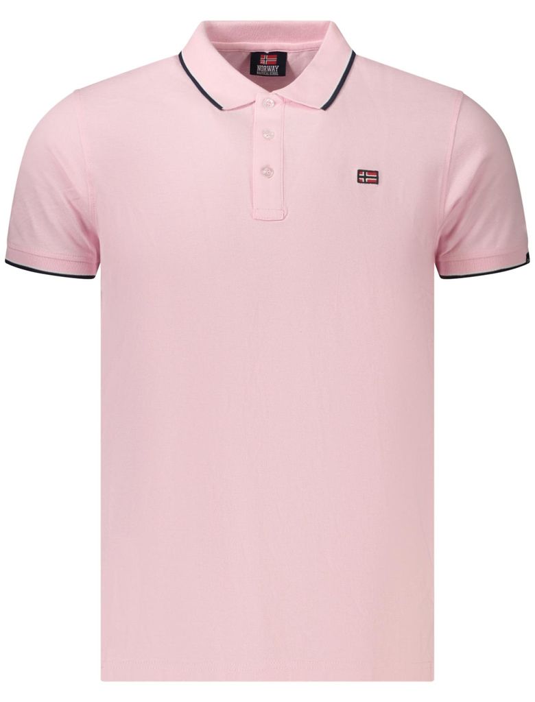 Herren Kurzarm-Poloshirt in Rosa mit Kontrast und Applikationen