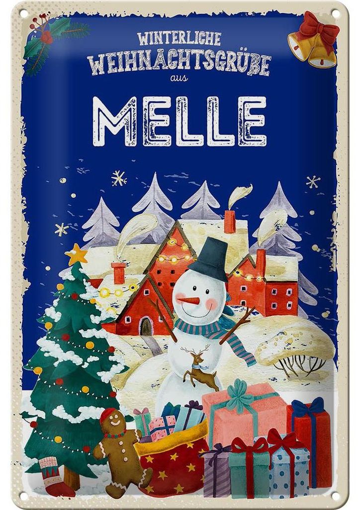Blechschild Weihnachtsgrüße aus MELLE 20x30cm