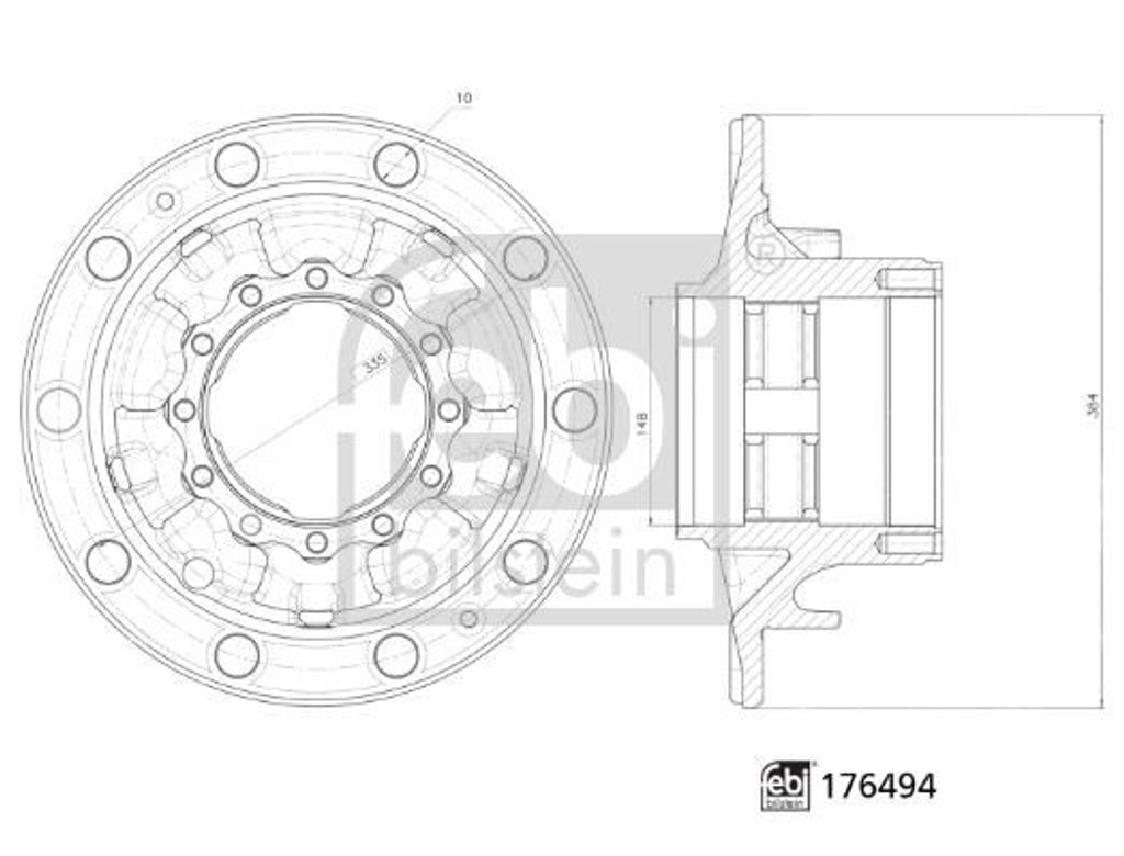 FEBI BILSTEIN 176494 Radnabe Hinten für VOLVO FM 12 Ø335mm Produktbild 