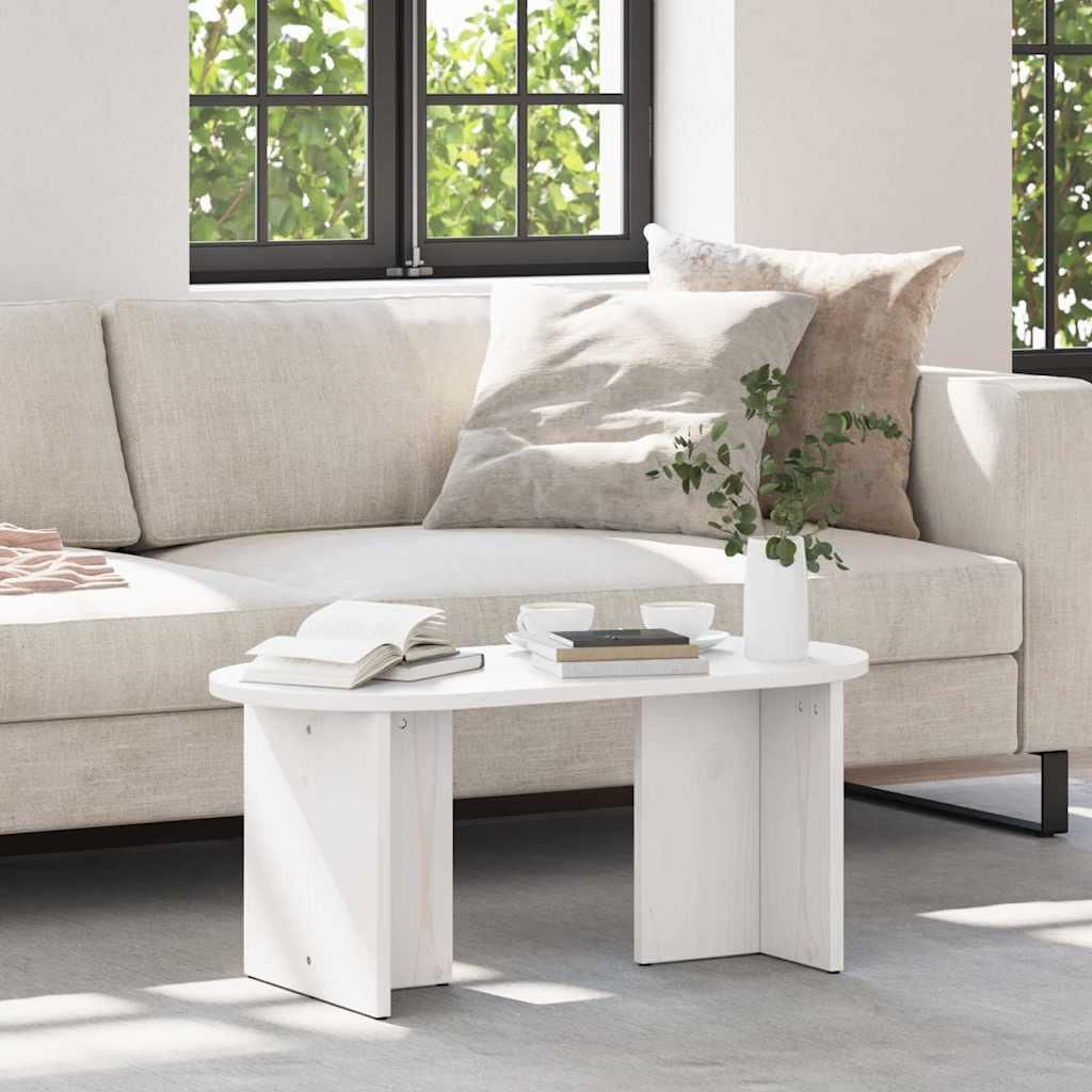 Maison Exclusive - Couchtisch Weiß 80 x 39,5 x 35 cm Massivholz Kiefer
