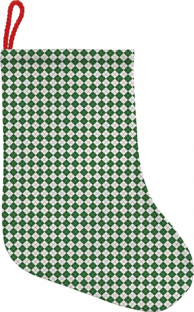 ABAKUHAUS Weihnachten Hängende Nikolausstiefel Weihnachtssocken, Retro Argyle, Weihnachtsstrumpf zum Aufhängen, 25x35cm, Grün Weiß