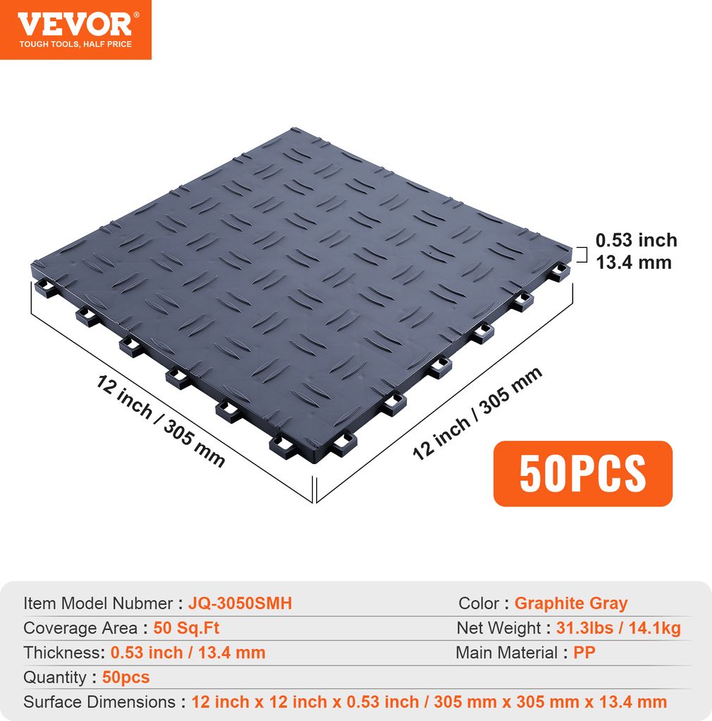 Podlahové kování VEVOR, 305 x 305 x 13,4 mm, sada 50 Obrázek produktu 7