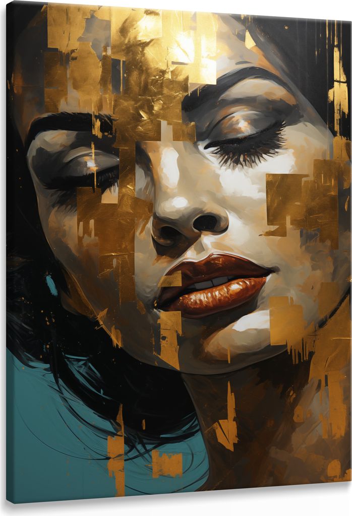 Muralo Leinwandbild Frau PORTRÄT Gesicht Abstraktion Glamour Wandbild für Wohnzimmer 40 cm x 60 cm