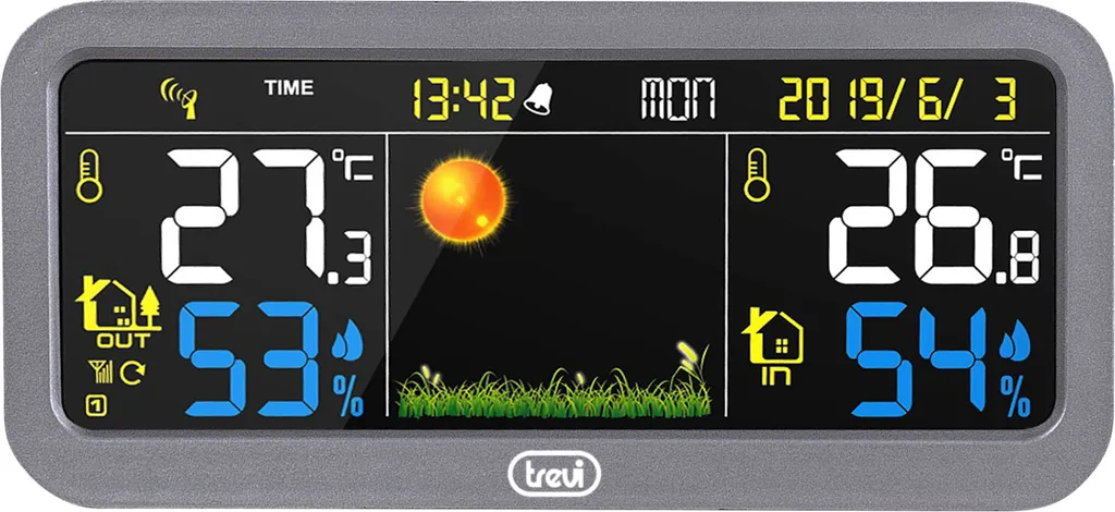 Station météo pour maison Trevi ME 3P20 RC Gris, idéale pour la chambre