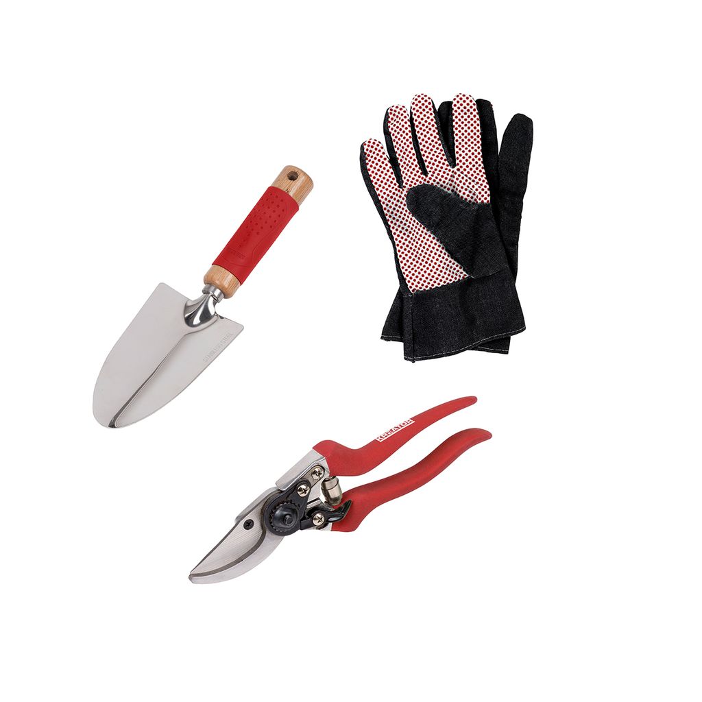 3er Set POWERPLUS KRTGR7051 Handwerkzeuge Garten, Edelstahl Produktbild 
