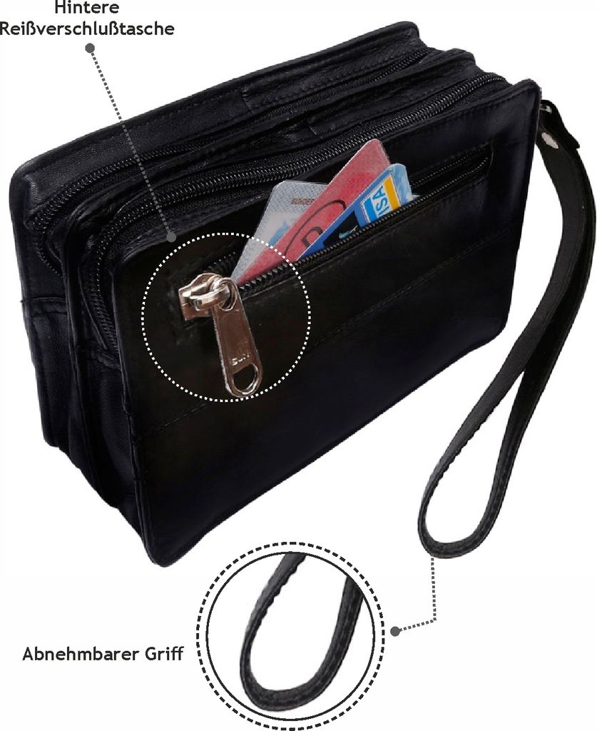 Herren echt Leder Handgelenktasche Herrenhandtasche Reise Produktbild 2