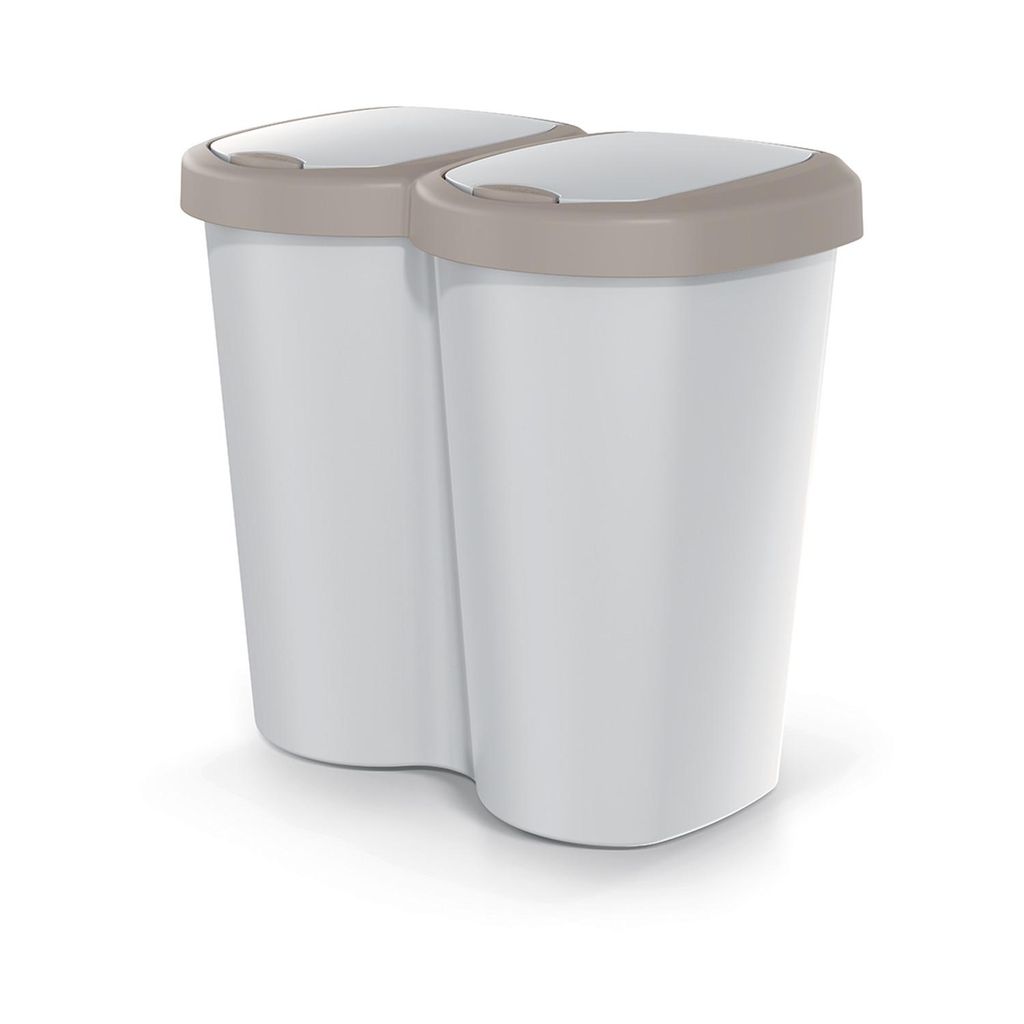 Abfallkorb Compacta B Duo braun/aschmir Fassungsvermögen 40L ein Fach zwei Deckel Wandmontage NDBS40-WG5C_427C