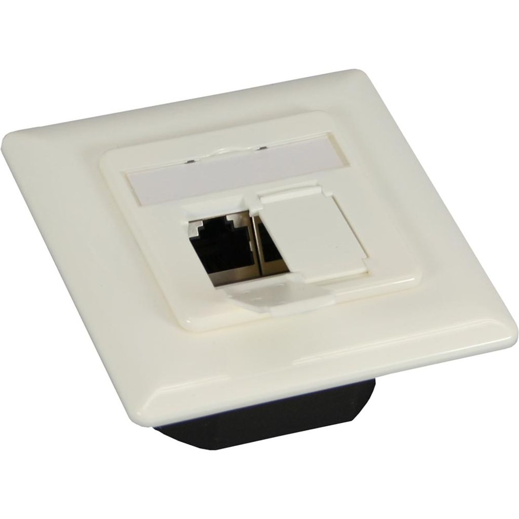 InLine Cat.6 Anschlussdose Unterputz, 2x RJ45 Buchse, RAL9010 weiß, waagerecht, 204 g, 85 mm, 85 mm, 60 mm, 215 g, 400 cm³
