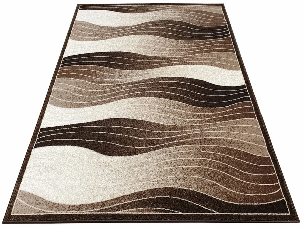 Tapis DEMIAN doux 120x170 cm marron beige, facile à nettoyer et chic