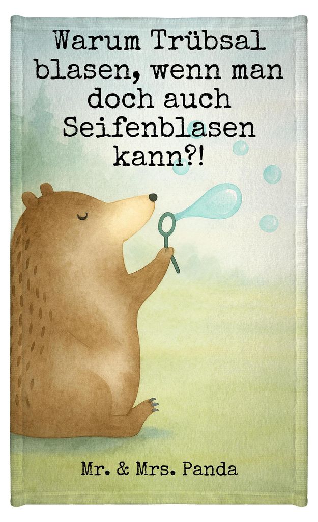 Mr. & Mrs. Panda Handtuch Bär Seifenblasen Design - Weiß - Geschenk, Lustig Sein Glücklich Traurig Happy, Kleines, Gästetuch, gäste wc, baumwo...