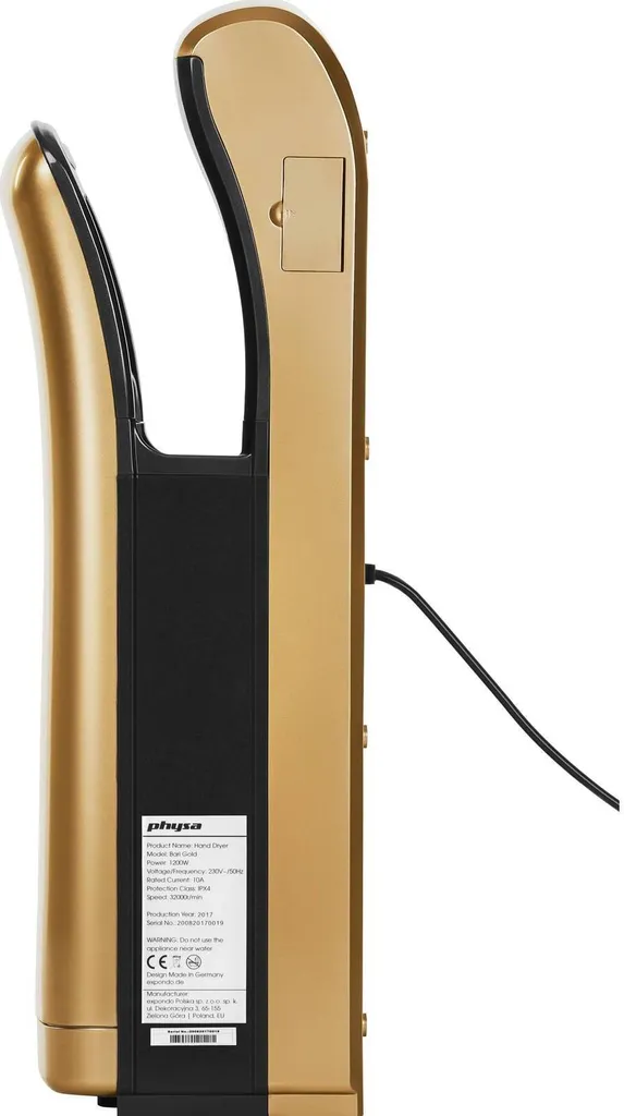 Physa Sèche-mains Automatique 1200 W Doré - Modèle Haute Performance - 2
