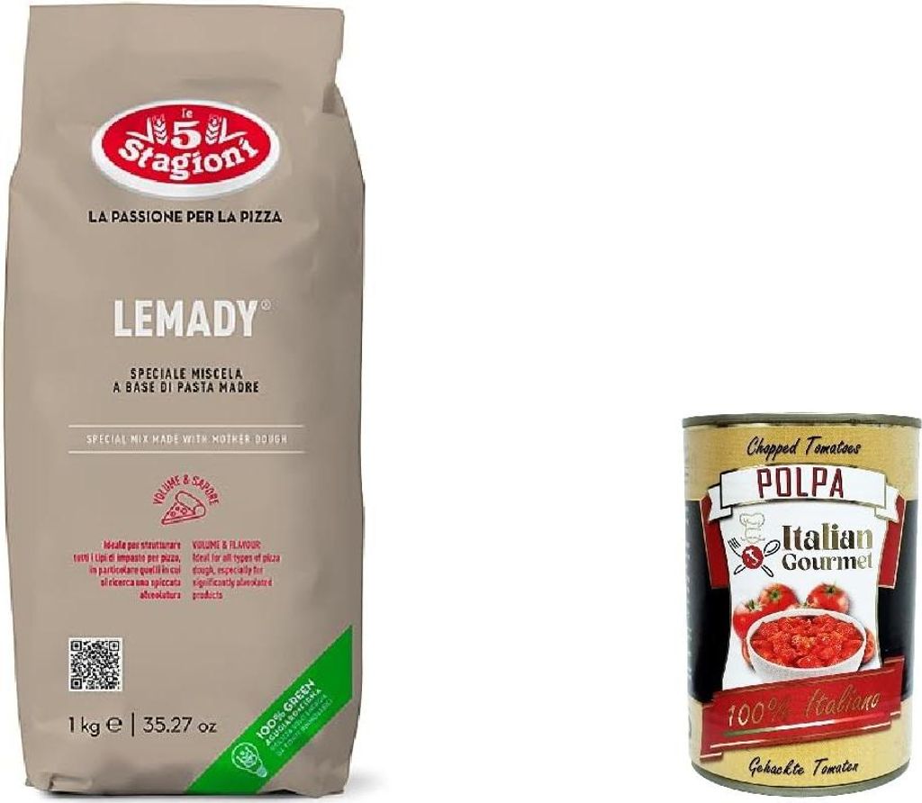 12x LEMADY MISCHUNG X HEFE NATUR PIZZATEIG KG.1 5 STAGIONI (LEMADY MISCELA X LIEVITO NATURALE IMPASTI PIZZA) + Italian Gourmet polpa 400g