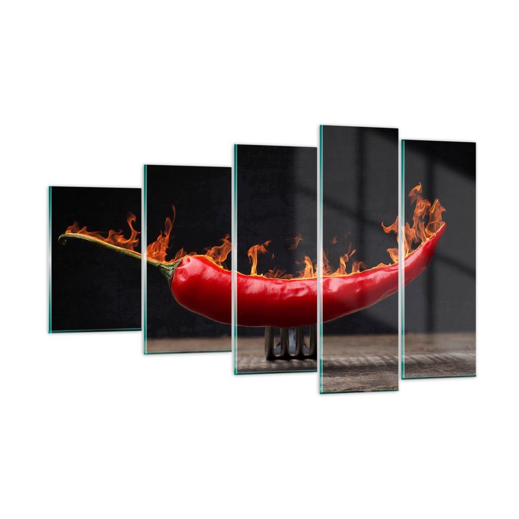 Bilder auf glas - Chili Paprika Bio Landwirtschaft - 100x60cm - Glasbilder - Wandbilder - Kunstdruck - zum Aufhängen bereit - Wanddekoration aus G...