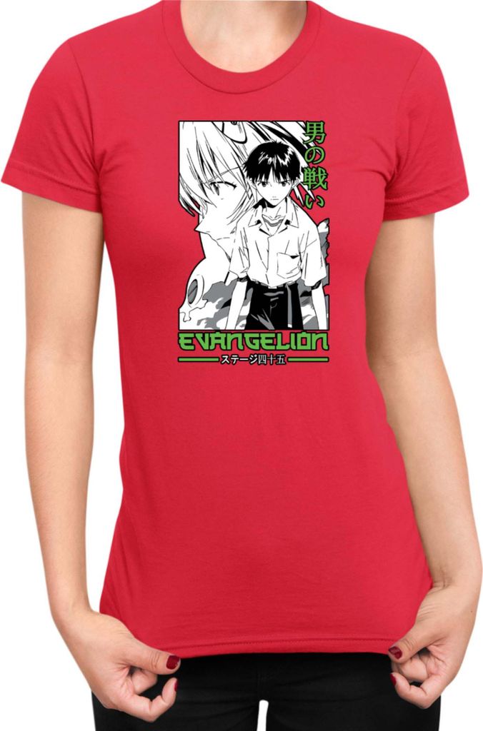 Damen T-Shirt Manga Japan Anime Comics Animation Neon Anime Genesis Manga Evangelion Ikari 40, Lady M / Rot