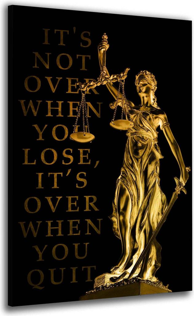 Justitia It Is Not Over Wandbild Leinwandbild Deko Kunst XL: 100x150x4cm