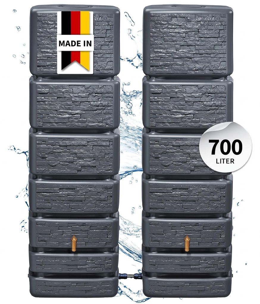 4rain SLIM STONE DECOR wandtank SET 700 L, graphite grey, Productafbeelding  AI-gegenereerde afbeelding