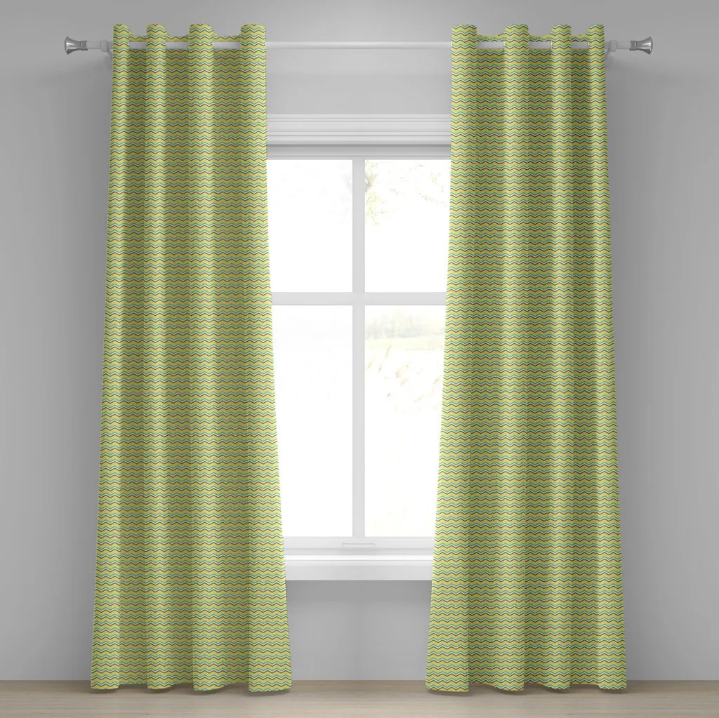 Rideaux Décoratifs à 2 Panneaux Style Rétro Zigzag 280 x 245 cm Gris