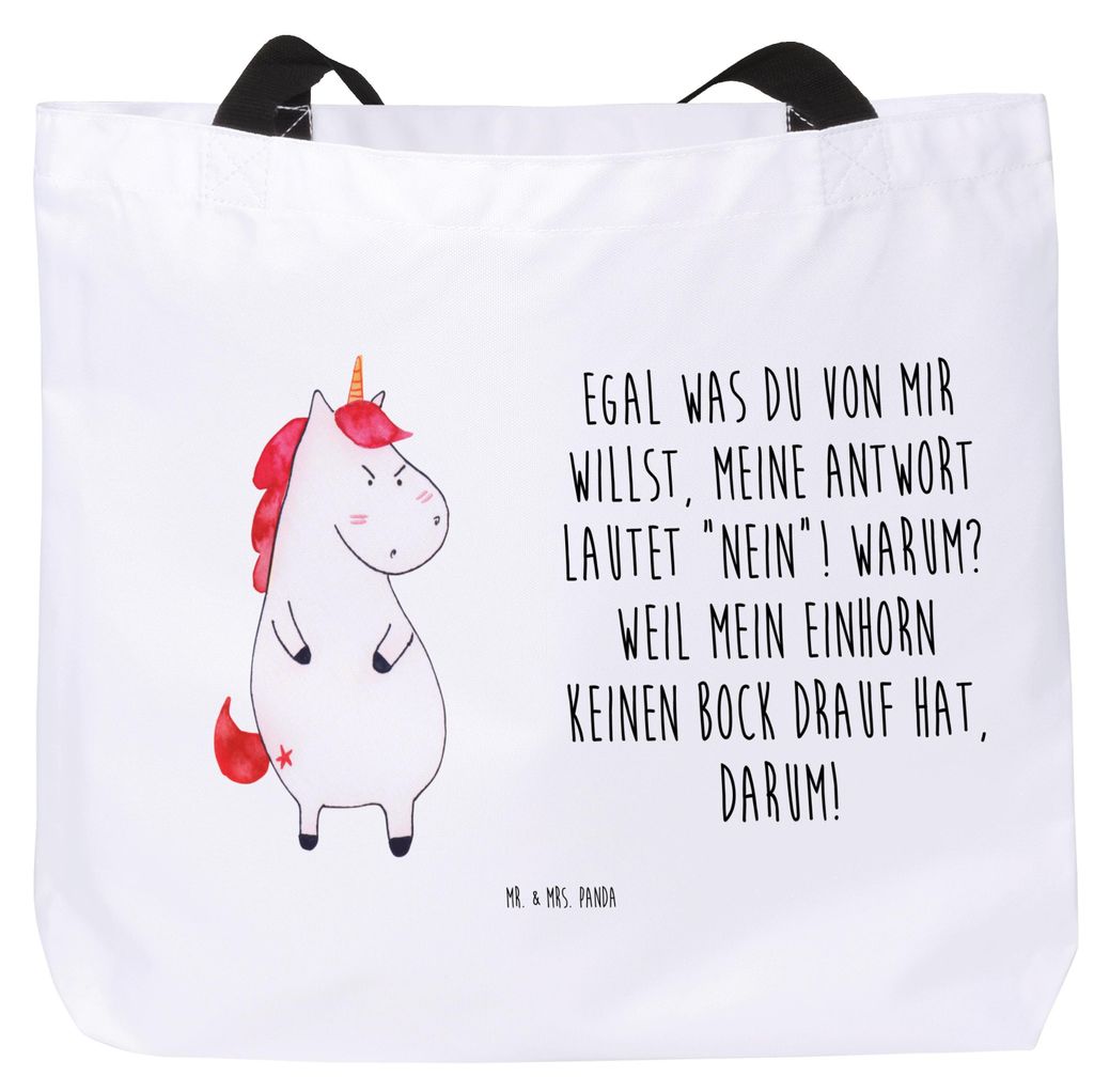 Mr. & Mrs. Panda Strandtasche Einhorn Wut - Weiß - Geschenk, Tote Bag, Tasche, Tragetasche, Einhörner, Stoffbeutel, Schultasche, Unicorn, Arbeit,...