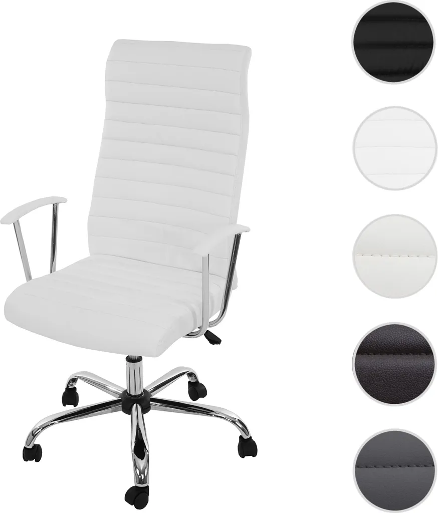 Chaise pivotante blanche Cagliari : Fauteuil de direction ergonomique - 8
