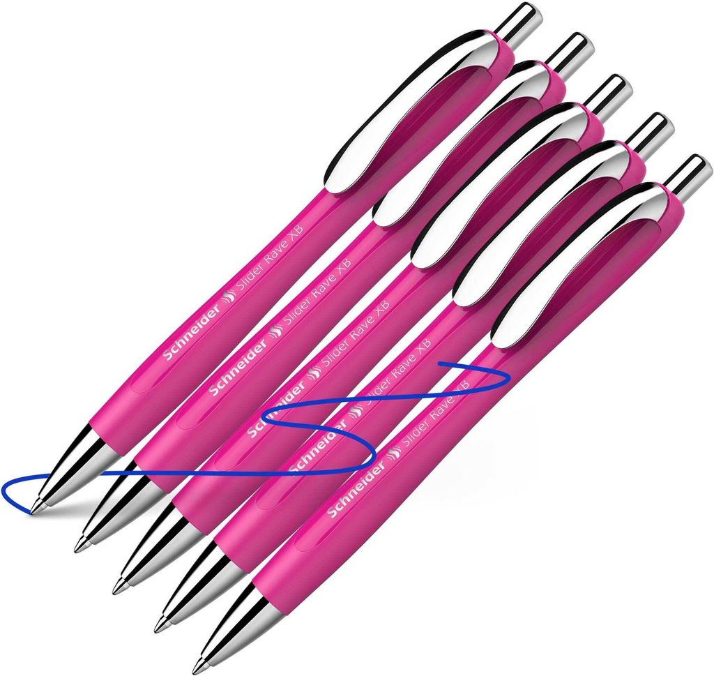 Kugelschreiber Schneider Slider Rave XB, power pink - Mine blau, 5 Stück