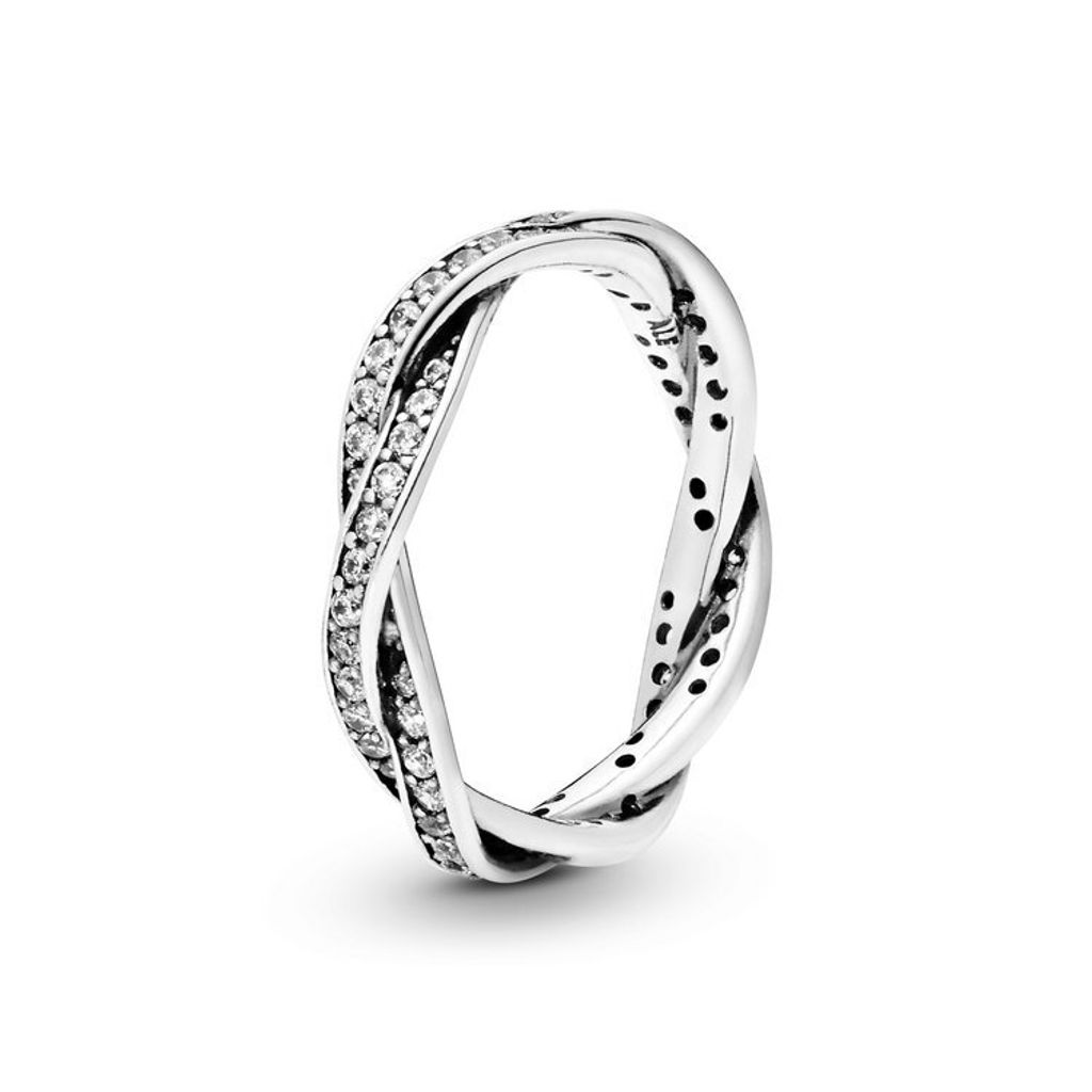 Pandora Funkelnde Gedrehte Linien Ring 190892CZ Damenring, Ringgröße:60