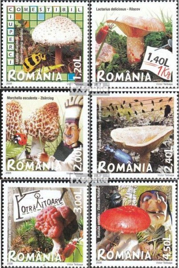 Briefmarken Rumänien 2008 Mi 6262-6267 (kompl.Ausg.) postfrisch Pilze