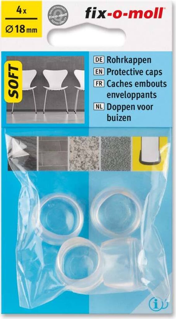 Rohrkappen Soft transparent 18 mm fix-o-moll