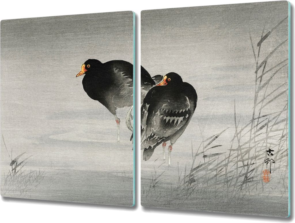 Coloray Schneidebrett Herdabdeckplatte 2x40x52 cm Kochplattenabdeckung Hackbrett Küchenbrett - Tiere Vögel Wasser