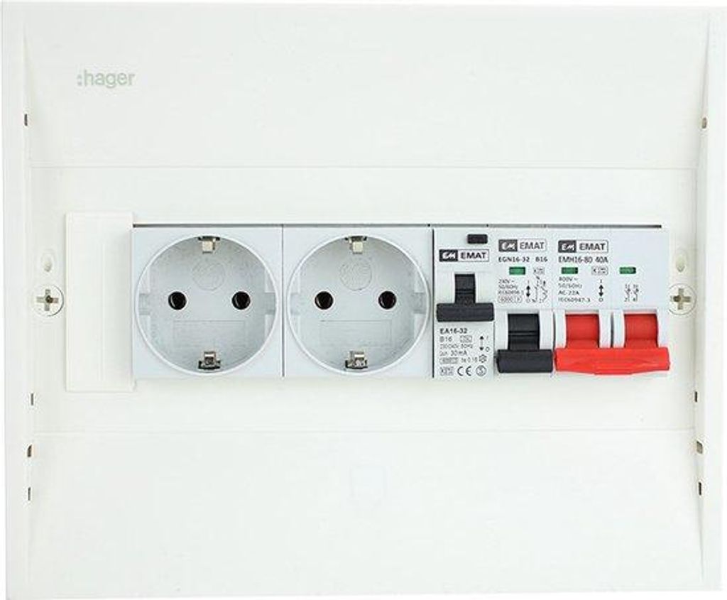 EMAT PV-Verteiler B16-Gruppe mit B16-Anschluss, 2x WCD und Hauptschalter (PV0011)