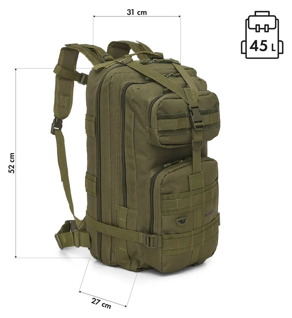 Sac à dos tactique 45L Ranger Green - Compartiment modulable robuste - 2