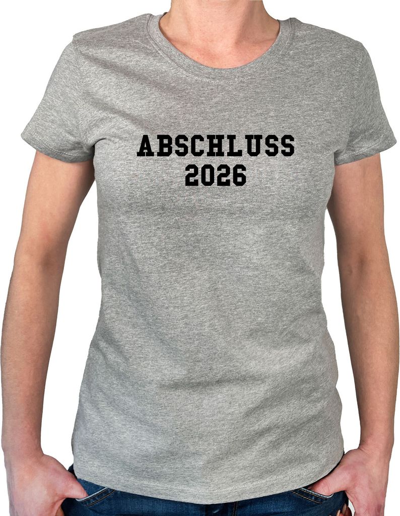 Huuraa Damen T-Shirt Abschluss 2026 Schulabschluss S Sport Grey Bio Baumwolle Fairtrade Damenshirt Geschenkidee