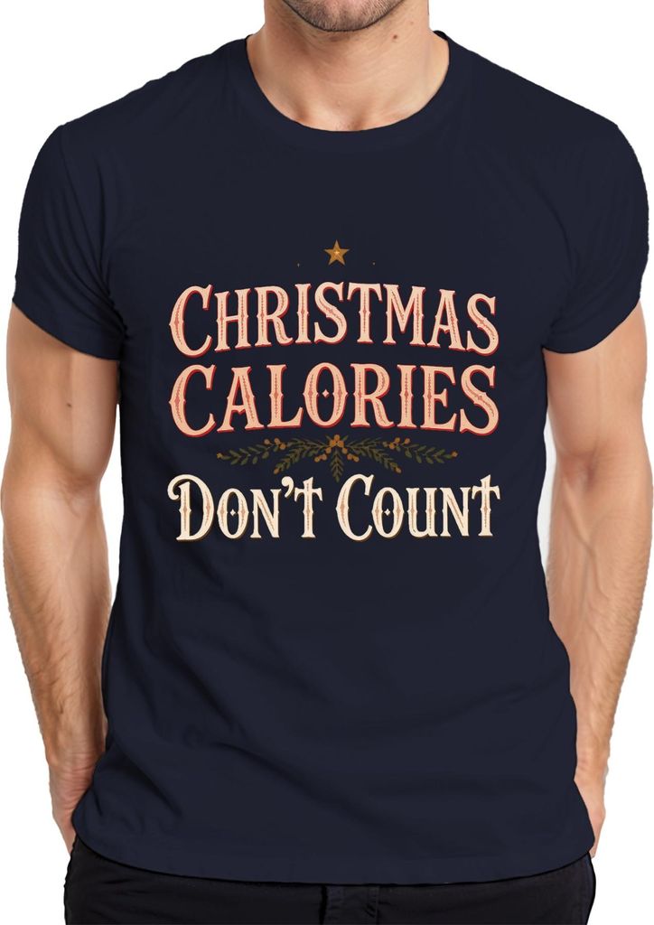 Christmas Calories Don't Count lustig Geschenk Holiday Eating Herren T-Shirt, Navy, L