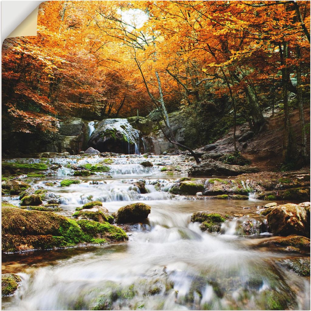 ARTland Wandbild, selbstklebend Herbstlicher Wasserfall Größe: 50x50 cm