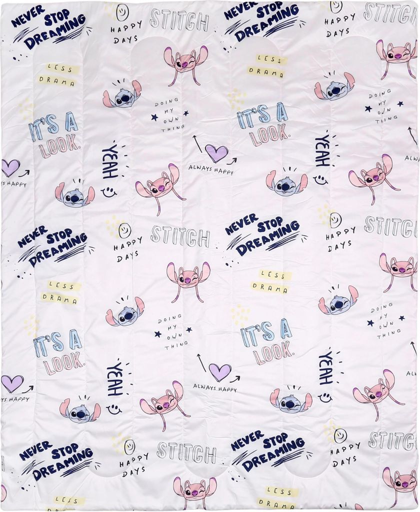 Disney Stitch and Andzia Kindersteppdecke, weiße und rosa Produktbild 