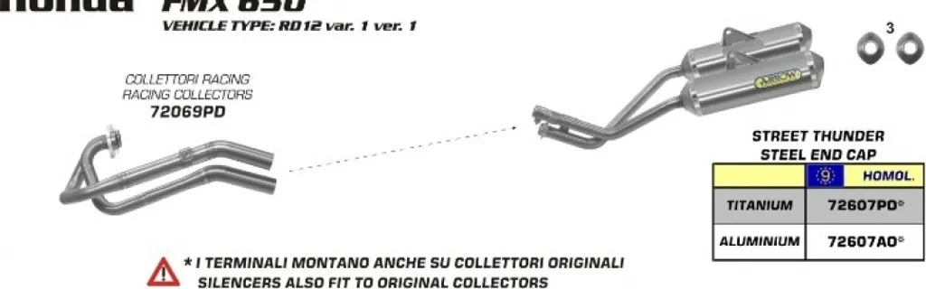 Collecteur d'échappement ARROW Racing pour moto Honda FMX 650 2005-2007