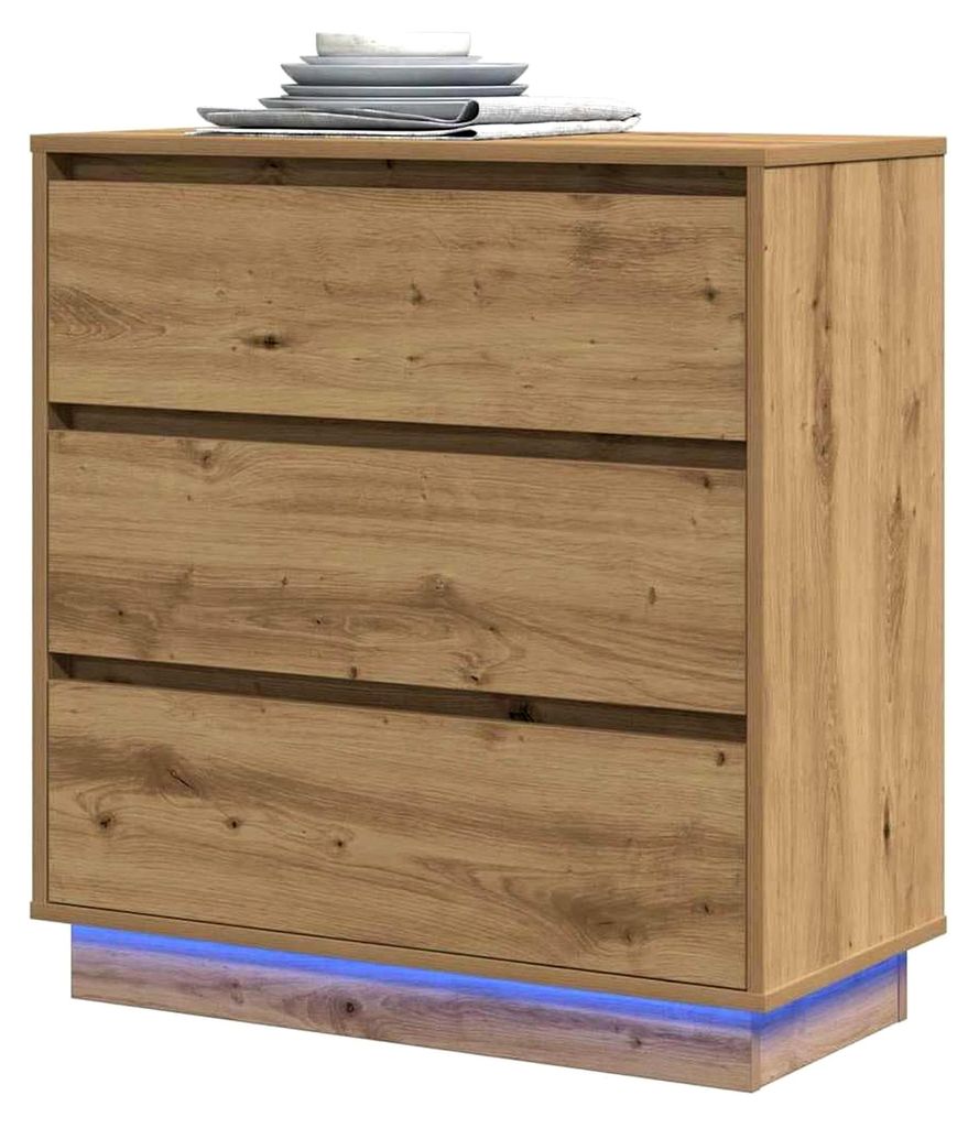 Nachttisch aus Artisan-Eiche 71 x 34,5 x 75 cm Holzwerkstoff, Moderner Nachttisch, Minimalistischer Beistelltisch, Rechteckiger Nachtschrank, Platz...