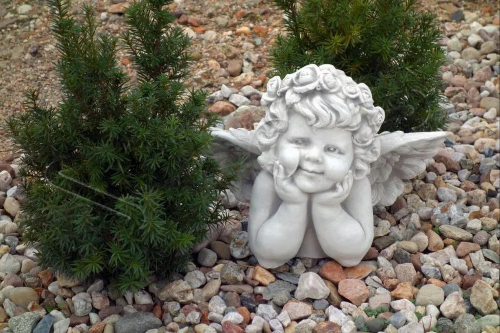 Statue Ange Funéraire en Pierre pour Décoration de Tombe et Jardin 31cm
