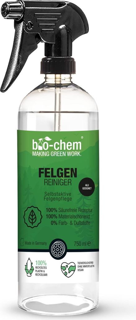 bio-chem Felgenreiniger 750 ml - Extrem stark gegen Schmutz, sanft zu Allen Felgen: Stahl- und Alufelgen, Chrom poliert und matt - säurefrei und b...