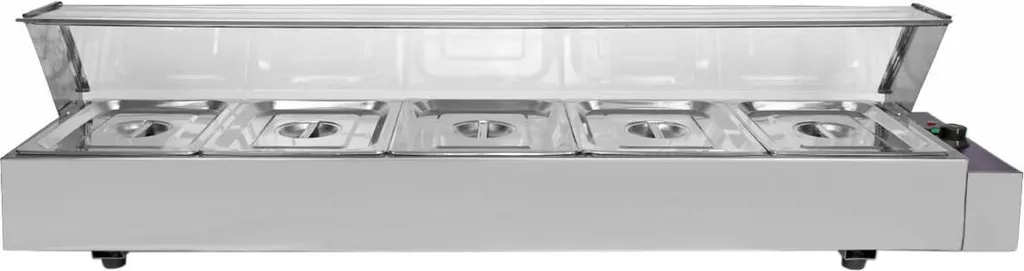 Bain-marie professionnel en inox 5 bacs GN chauffe-plats avec vidangeur