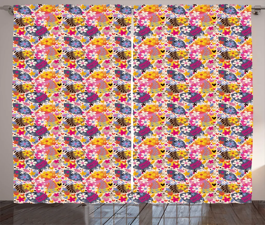 Rideau universel fleurs pour décorer et cacher le vis-à-vis 280x225