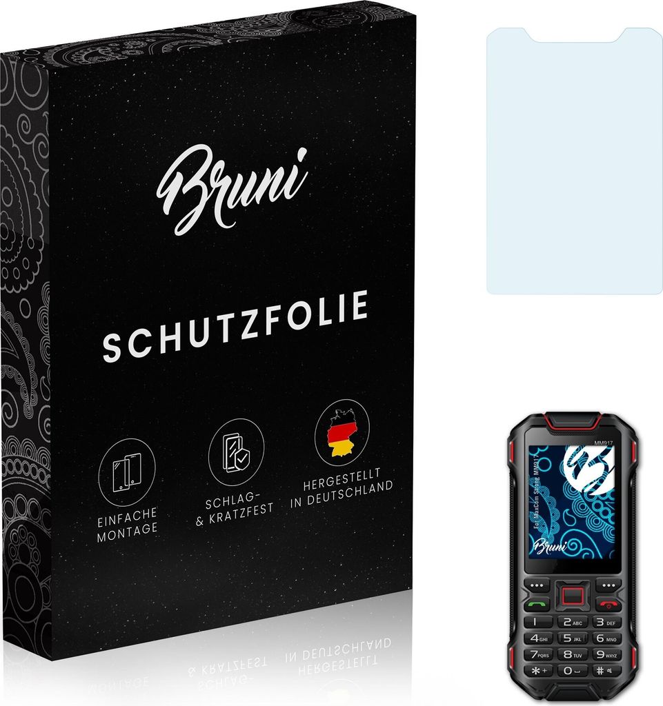 Bruni Basics-Clear 2x Schutzfolie kompatibel mit MaxCom Strong MM917 Folie