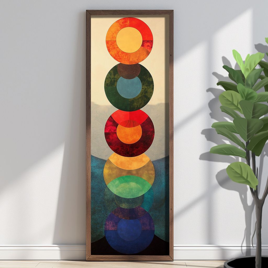 Wallity, EMR088, Dekoratives gerahmtes MDF-Gemälde, Mehrfarbig, 100 % MDF, 40 x 120 x 3,5 cm