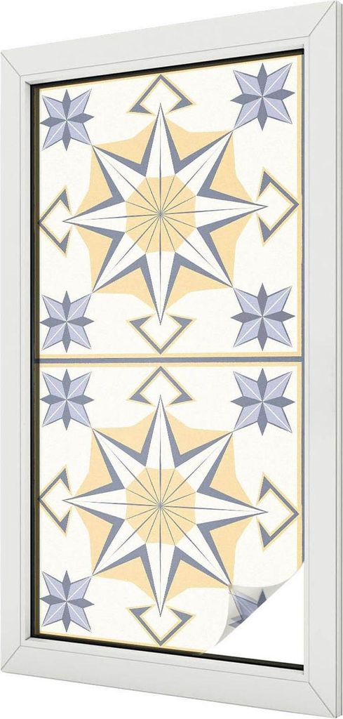 Buntglas Fensterfolie – 100x50 cm – Stained-Glass Design – blickdichte dekorative Sichtschutzfolie – selbstklebend, UV-Schutz – Geometris...
