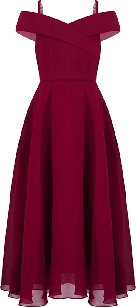 Elegantes langes Festkleid für Mädchen Gr. 128 Cm - Perfekt als Blumenmädchenkleid, Brautjungfernkleid, Chiffon-Sommerkleid und Partykleid & Hoc...